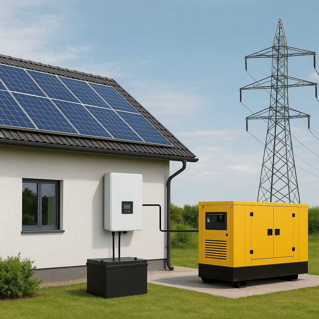 Jak działa hybrydowy system zasilania (PV + agregat + sieć)